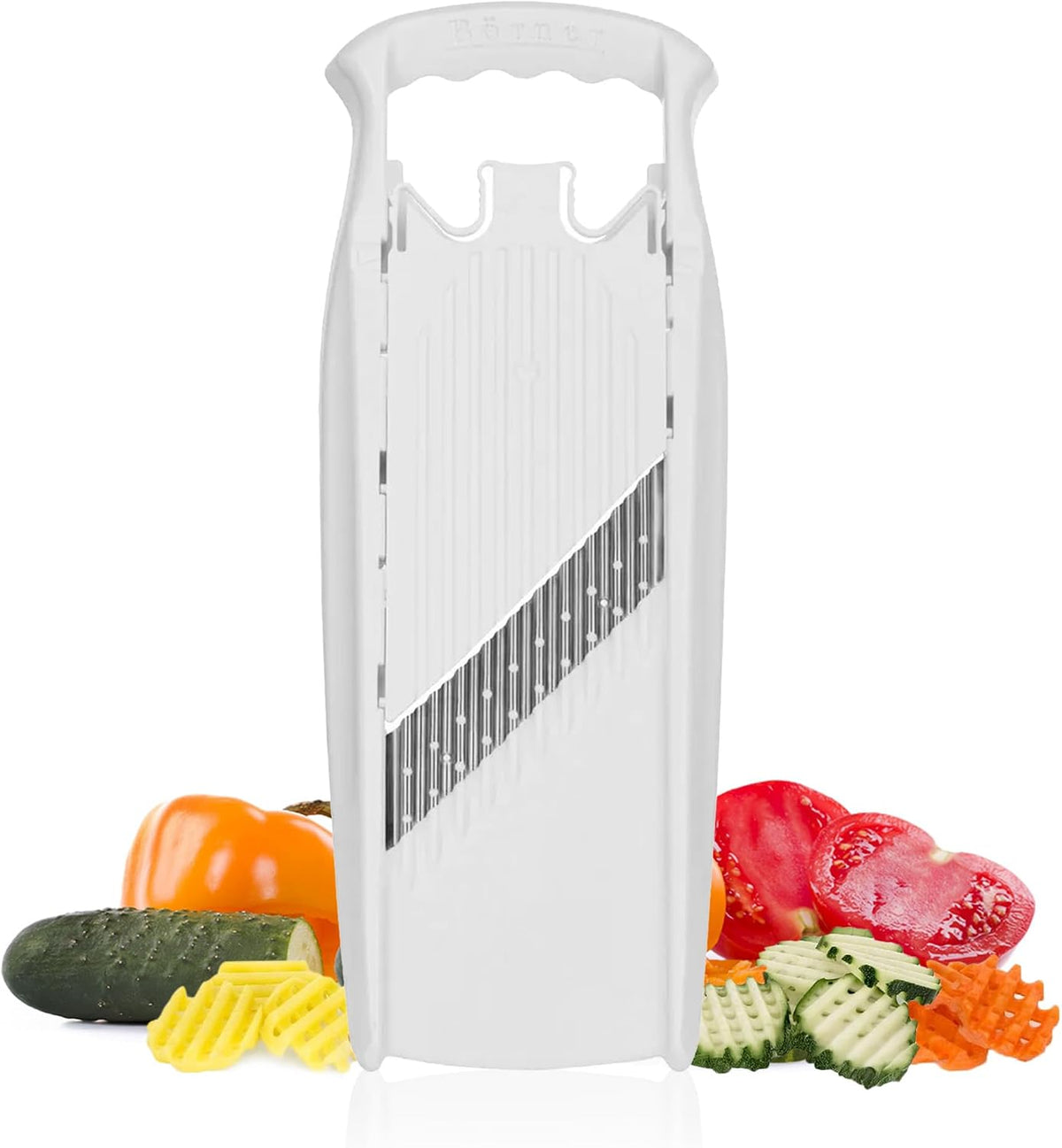 Börner PowerLine Thin Julienne Vegetable Slicer – Precision Mandoline Slicer for Potatoes, Zucchini, & Hard Fruits - Perfect for Vegetable Salad – Essential Kitchen Gadgets - White