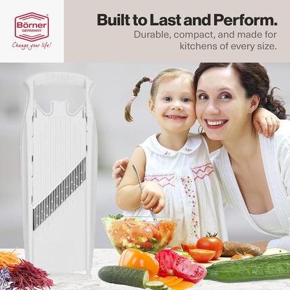 Börner PowerLine Thin Julienne Vegetable Slicer – Precision Mandoline Slicer for Potatoes, Zucchini, & Hard Fruits - Perfect for Vegetable Salad – Essential Kitchen Gadgets - White