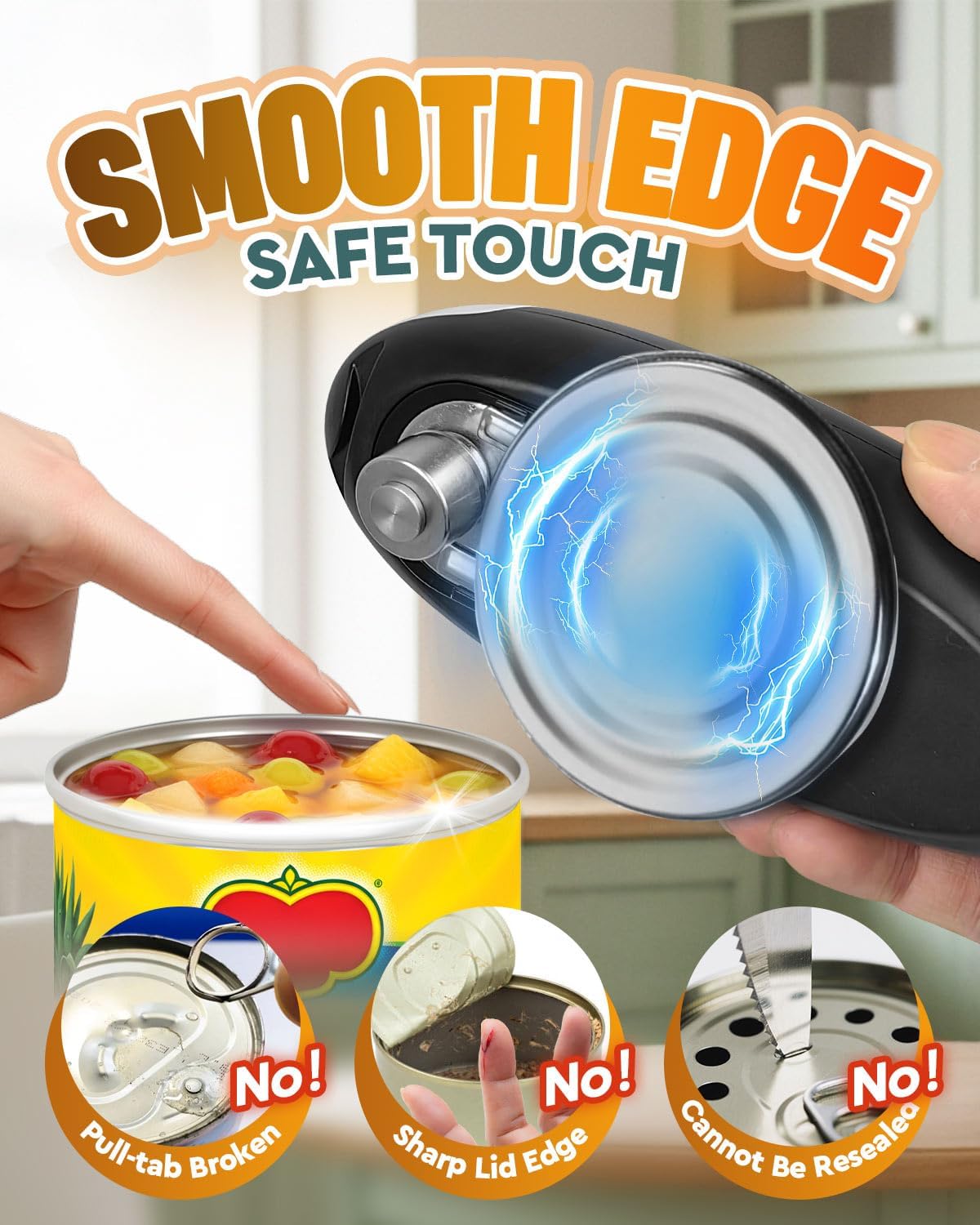 Electric Can Opener, Automatic Rechargeable Can Openers with One-Touch Smooth Edge & Magnetic Lid - Hands-Free Easy-Grip Opener for Seniors with Arthritis and Most Cans