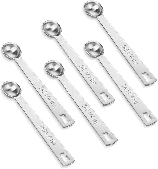 6 PCS 1/4 Teaspoon (1/4 Tsp | 1.25 mL | 1.25 cc) Single Measuring Spoon, Stainless Steel 1/4 Tsp Small Measuring Spoon Mini Measuring Spoons
