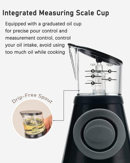 Oil Dispenser Bottle with Measuring Scale, 8.5oz | Measuring Scale Pump, Clear Glass, Olive Oil Dispenser Oil Sprayer, Refillable Oil and Vinegar Dispenser