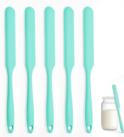 Silicone Jar Spatula Set of 3, Long Handle Skinny Spatula and Spurtle for Sourdough Starter, Flexible Jar Scraper for Peanut Butter, Jam, Icing, Cream with No Batter Left Behind (3)