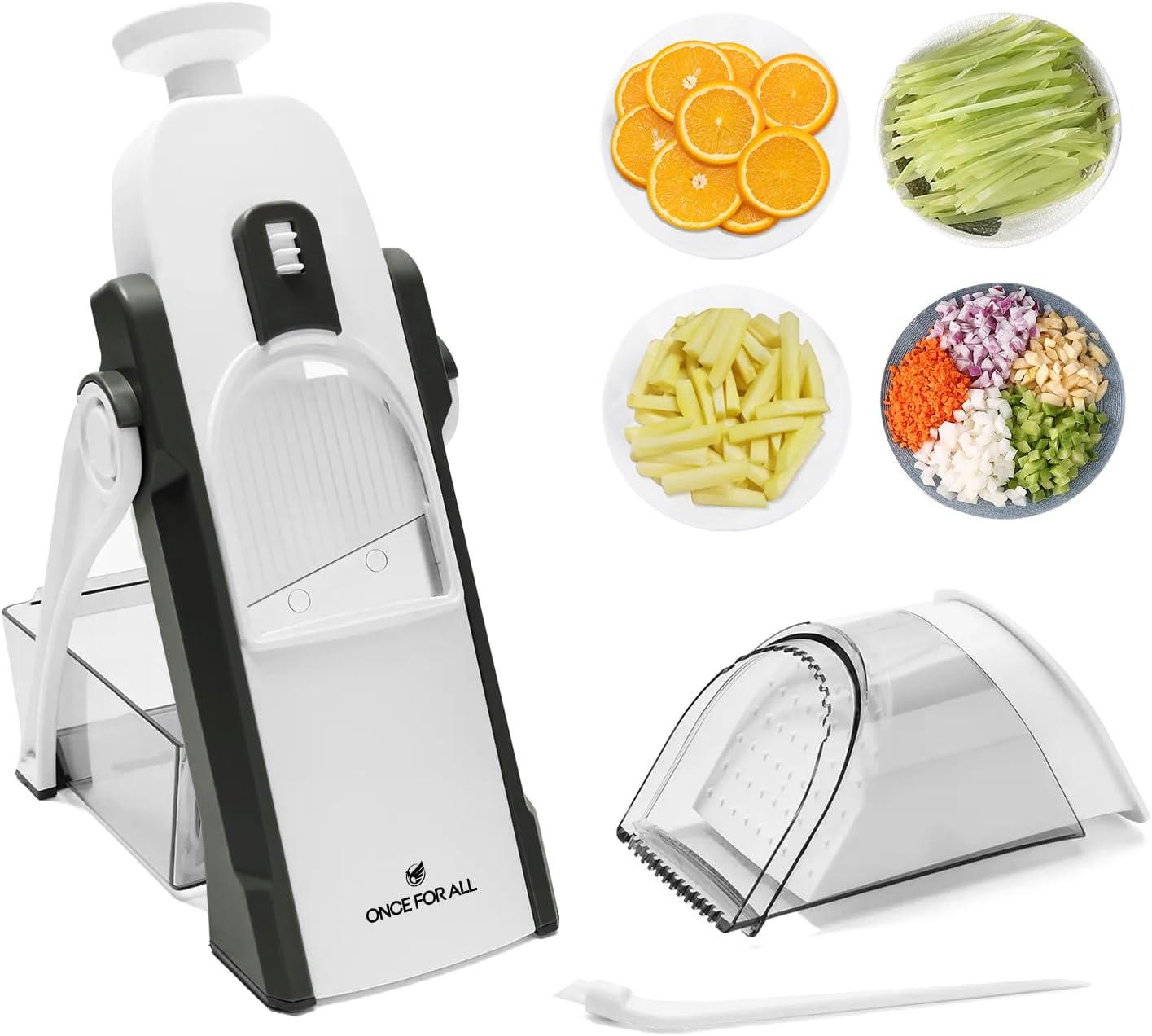 Upgrade Safe Mandoline Slicer Plus, Bigger Size, SkyBlue | 0.1-8mm Adjustable Vegetable Food Chopper, Potato Fries Cutter, Detachable Blade, Stainless Steel, Dishwasher-safe, Gift