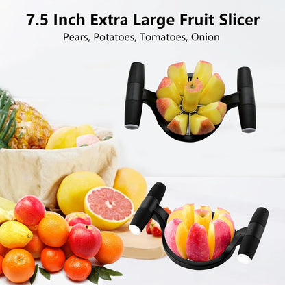 Apple Slicer, 7.5 Inch Extra Large Apple Cutter, 8-Blade Stainless Steel Fruit Slicer, Anti-Slip Rubber Handle for Pears, Potatoes, Tomatoes, Onion