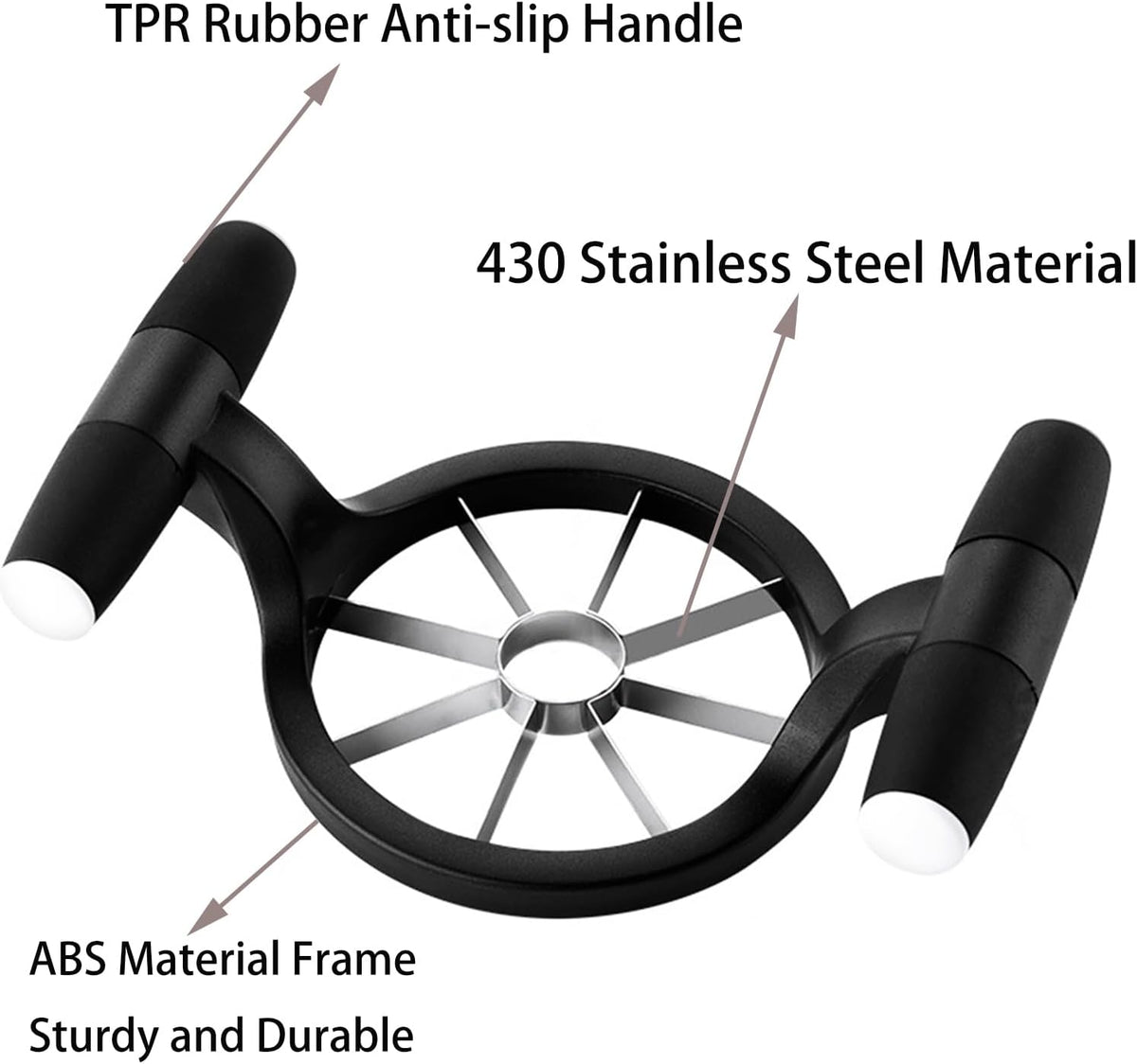 Apple Slicer, 7.5 Inch Extra Large Apple Cutter, 8-Blade Stainless Steel Fruit Slicer, Anti-Slip Rubber Handle for Pears, Potatoes, Tomatoes, Onion