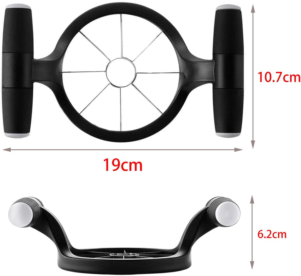 Apple Slicer, 7.5 Inch Extra Large Apple Cutter, 8-Blade Stainless Steel Fruit Slicer, Anti-Slip Rubber Handle for Pears, Potatoes, Tomatoes, Onion