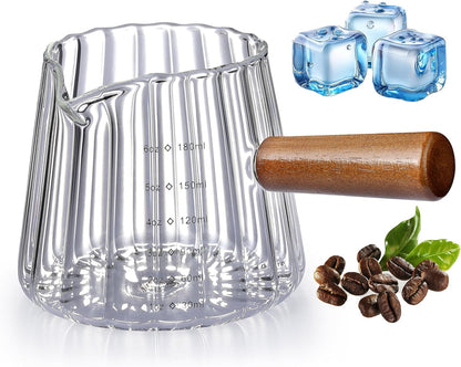 6OZ Espresso Cups Glass, Espresso Shot Cup With V-Shaped Mouth, Glass Measuring Cup, Markings in both oz & ml