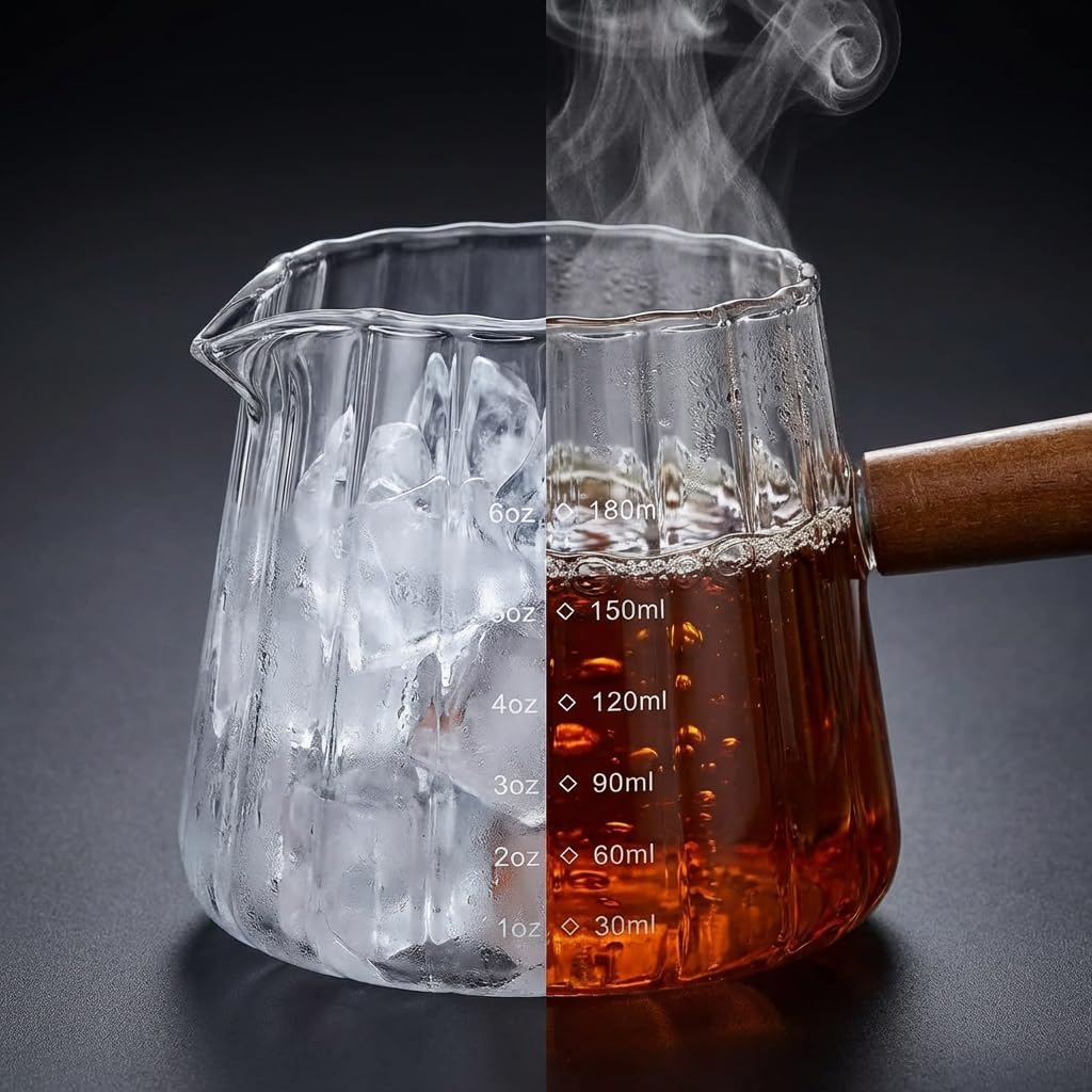 6OZ Espresso Cups Glass, Espresso Shot Cup With V-Shaped Mouth, Glass Measuring Cup, Markings in both oz & ml