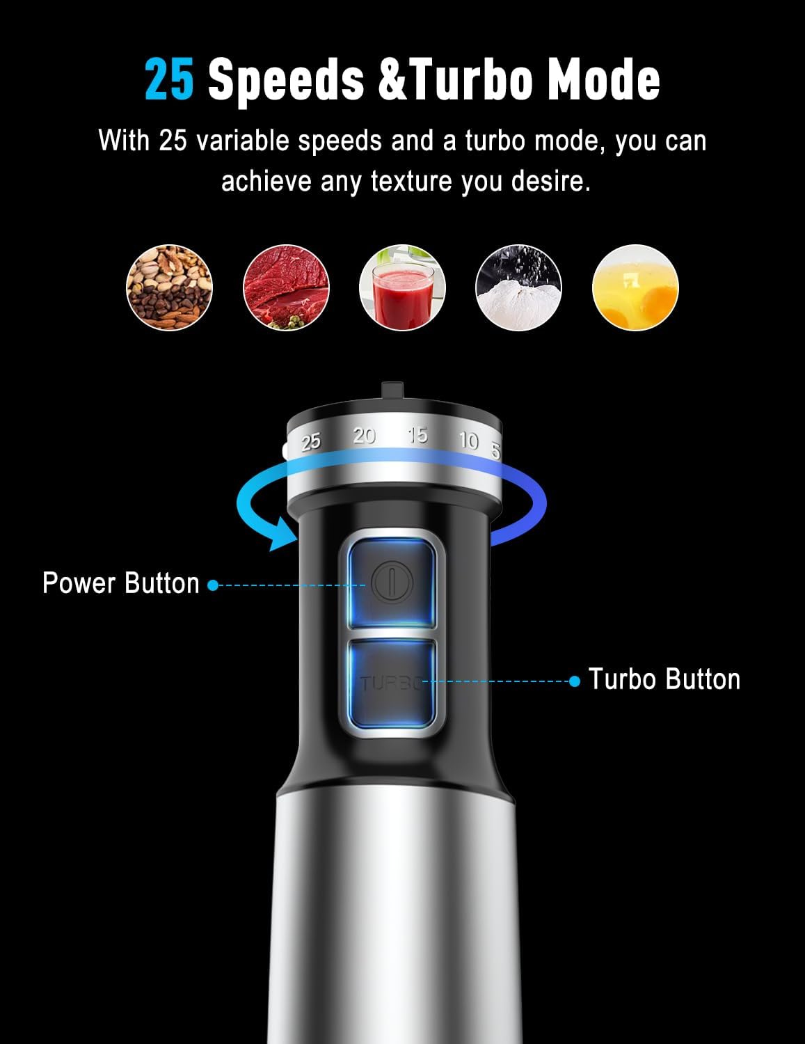 1000W Powerful Immersion Blender handheld, 2026 New Update Hand Blender with 25-Speed, Scratch-Resistant Corded Hand Mixer with Heavy-Duty Copper Brushless Motor and Gift Box
