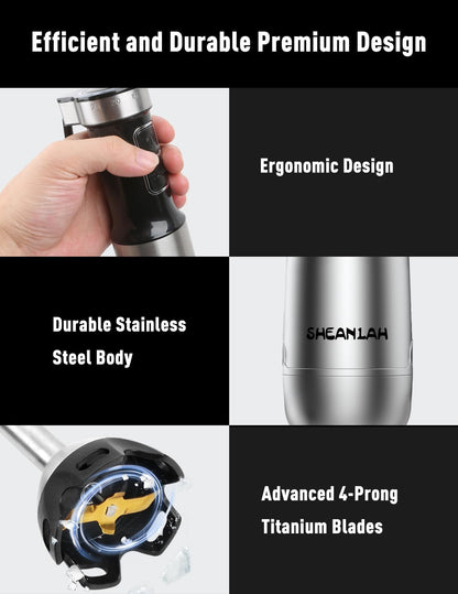 1000W Powerful Immersion Blender handheld, 2026 New Update Hand Blender with 25-Speed, Scratch-Resistant Corded Hand Mixer with Heavy-Duty Copper Brushless Motor and Gift Box