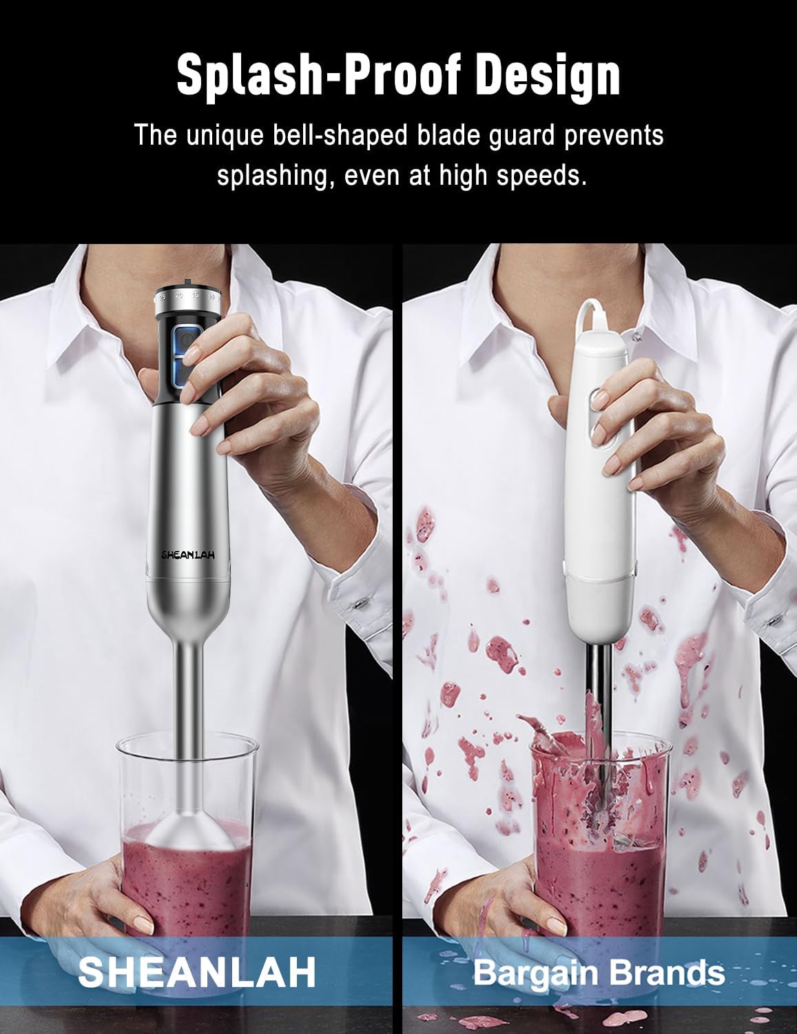 1000W Powerful Immersion Blender handheld, 2026 New Update Hand Blender with 25-Speed, Scratch-Resistant Corded Hand Mixer with Heavy-Duty Copper Brushless Motor and Gift Box