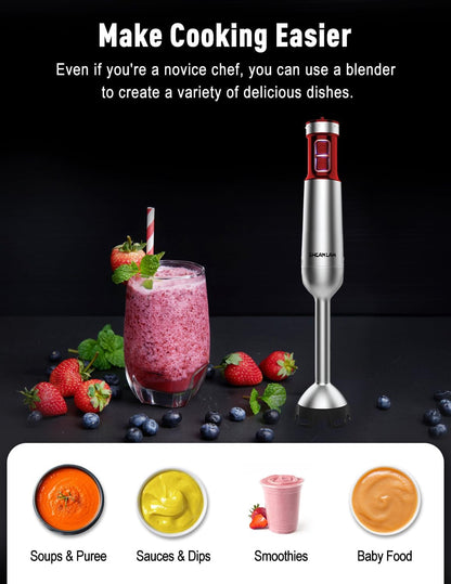 1000W Powerful Immersion Blender handheld, 2026 New Update Hand Blender with 25-Speed, Scratch-Resistant Corded Hand Mixer with Heavy-Duty Copper Brushless Motor and Gift Box