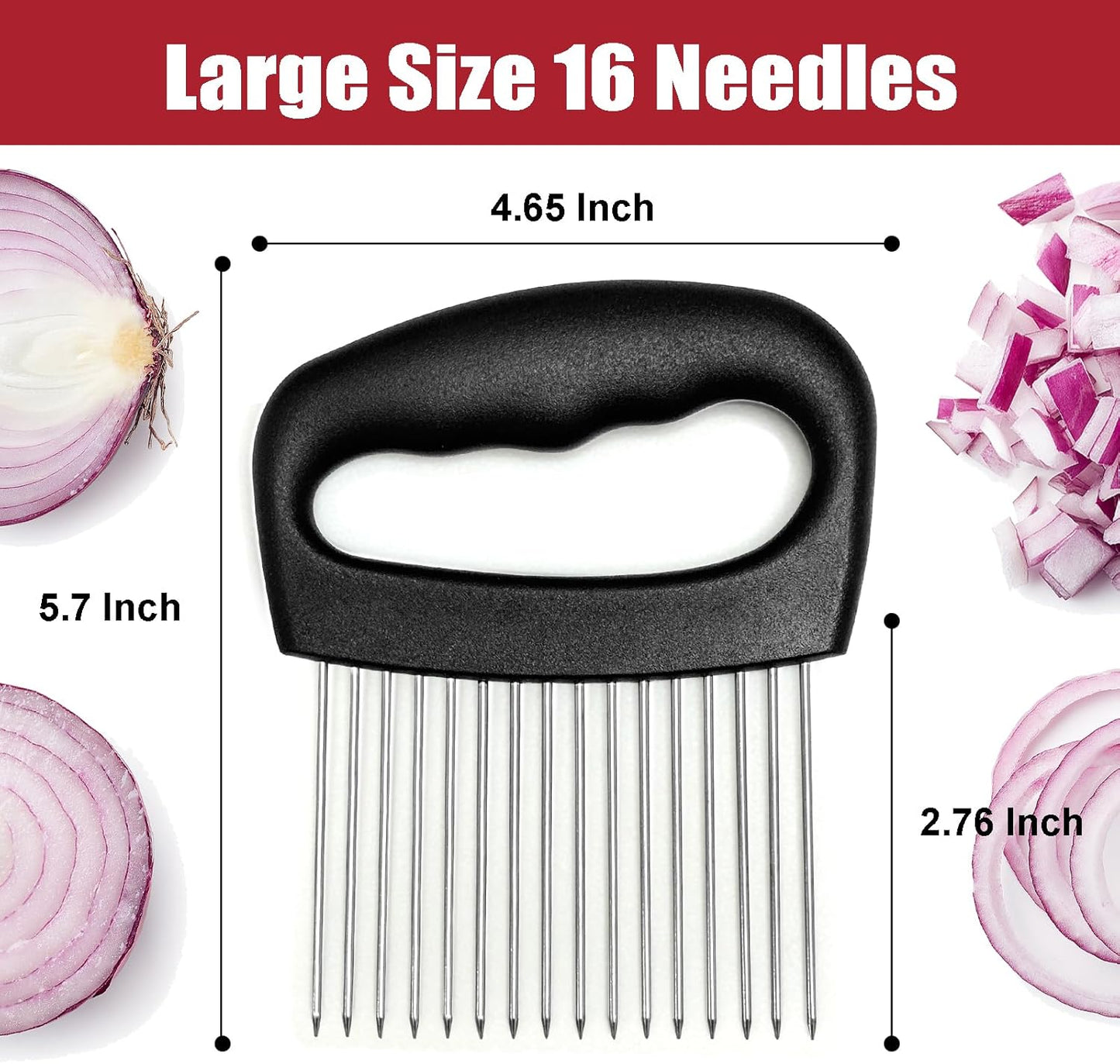 Extra-Large Onion Holder for Slicing, Onion Cutter, Onion Slicer Holder, Stainless Steel Tomato Slicer Vegetable Cutter for Potato, Tomato, Lemon, Meat Tenderizer, Kitchen Food Slicer Guide