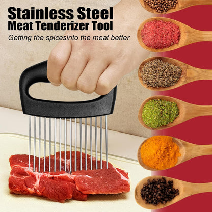 Extra-Large Onion Holder for Slicing, Onion Cutter, Onion Slicer Holder, Stainless Steel Tomato Slicer Vegetable Cutter for Potato, Tomato, Lemon, Meat Tenderizer, Kitchen Food Slicer Guide