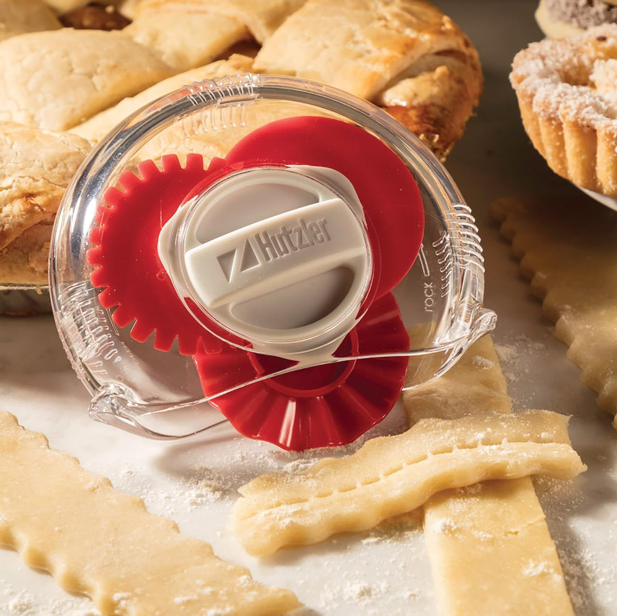 Hutzler Adjustable 3-in-1 Pastry Trimmer - Includes Straight, Fluted & Perforated Cutting Edges - Green
