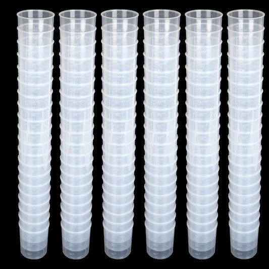 100 Pcs 100mL Plastic Graduated Beakers for Epoxy Resin | Raised 20mL Markings and Tapered Pour Spouts with Reusable Clear Plastic for Resin, Paint, Food, and Lab Use