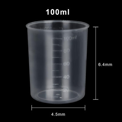 100 Pcs 100mL Plastic Graduated Beakers for Epoxy Resin | Raised 20mL Markings and Tapered Pour Spouts with Reusable Clear Plastic for Resin, Paint, Food, and Lab Use