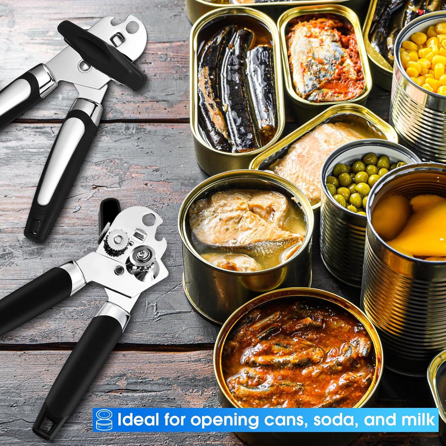 6 Pcs Manual Can Opener Bulk with Sharp Blade Smooth Edge Multifunctional Kitchen Gadget Handheld Openers Large Handheld Knob Can and Bottle Animals for Dorm Kitchen Essentials Gifts