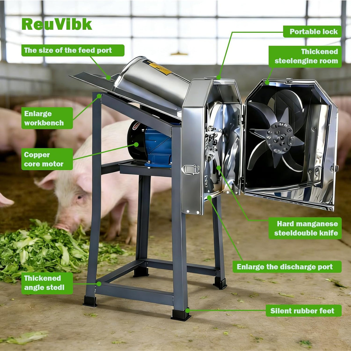 Poultry Vegetable Chopper, Leafy Vegetable Dicer | 304 Stainless Steel Construction, Chop Various Greens, For Farms, Livestock Breeding, Ranches