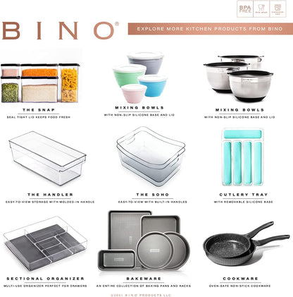 5-Slot Silverware Organizer for Drawer | Plastic Utensil Kitchen Drawers Tray Organization w/Grip Lining (Light Grey)