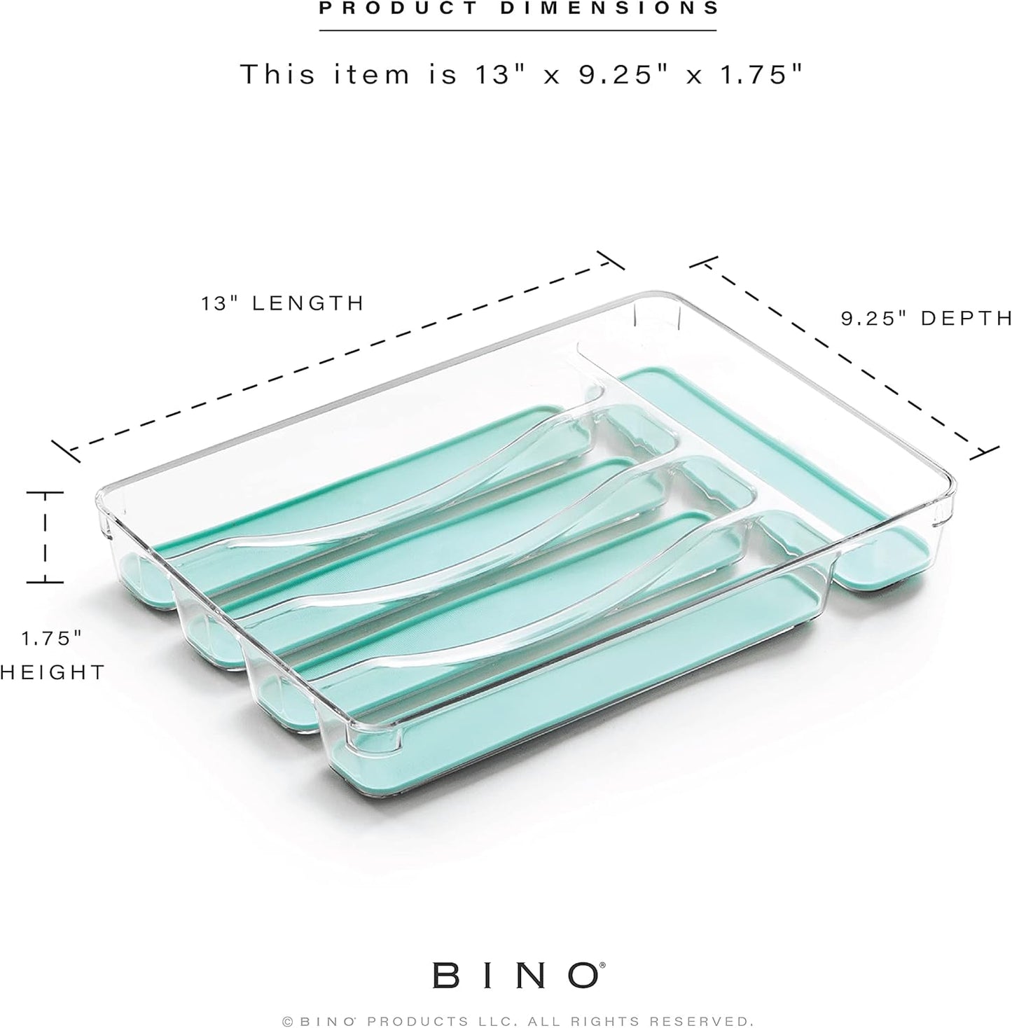 5-Slot Silverware Organizer for Drawer | Plastic Utensil Kitchen Drawers Tray Organization w/Grip Lining (Light Grey)
