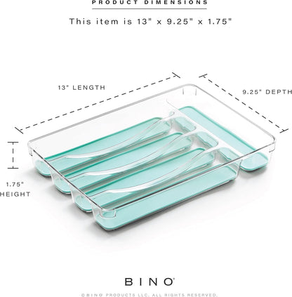 5-Slot Silverware Organizer for Drawer | Plastic Utensil Kitchen Drawers Tray Organization w/Grip Lining (Light Grey)