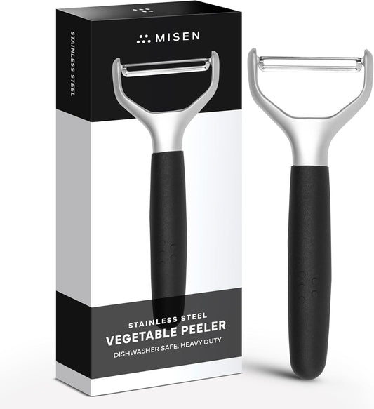 Stainless Steel Vegetable Peeler - Dishwasher Safe Y Peeler - Easy to Use with Potatoes, Cabbage, Carrots, and More - Progessional Grade Kitchen Tool - Black