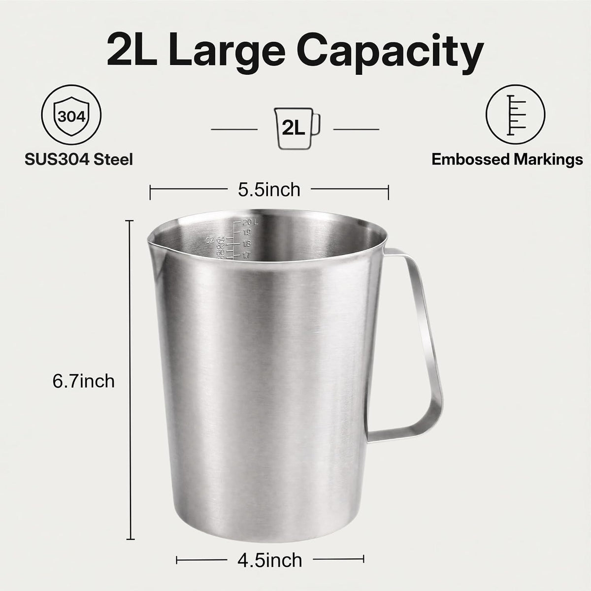 16oz Stainless Steel Measuring Cup with Handle, 500ML
