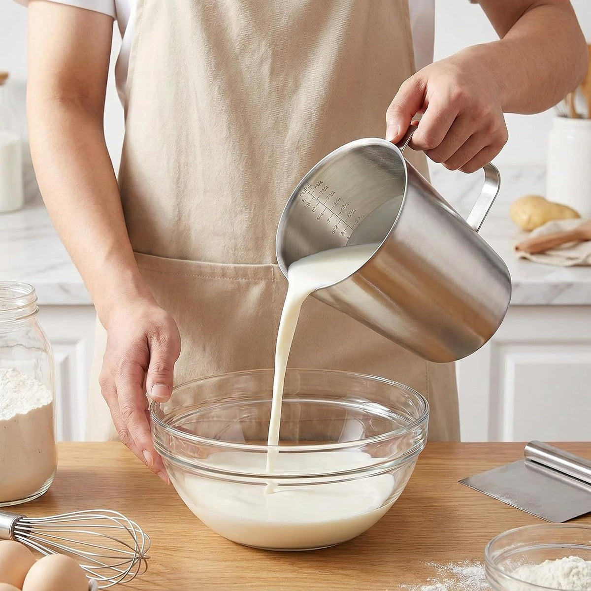 16oz Stainless Steel Measuring Cup with Handle, 500ML