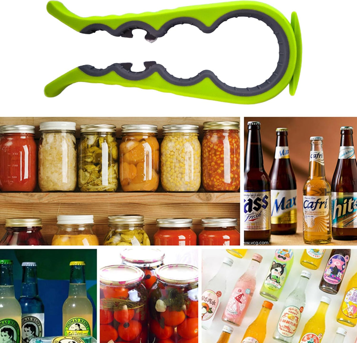 5-in-1 Jar Opener whit Beer bottle opener for Weak Hands,Non-slip Easy Grip Can Opener,Used to remove stubborn LIDS (Black)