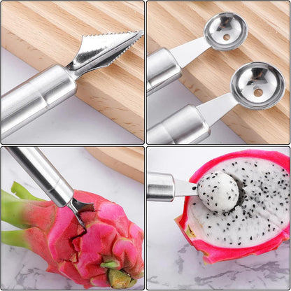 Fruit Carving Tools, Fruit Carving Knife Pack of 3, Stainless Steel Vegetable Carving Tools, Melon Baller Scoop DIY Carving Knives for Home Kitchen