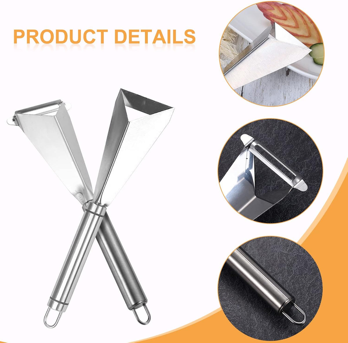 Fruit Carving Tools, Fruit Carving Knife Pack of 3, Stainless Steel Vegetable Carving Tools, Melon Baller Scoop DIY Carving Knives for Home Kitchen
