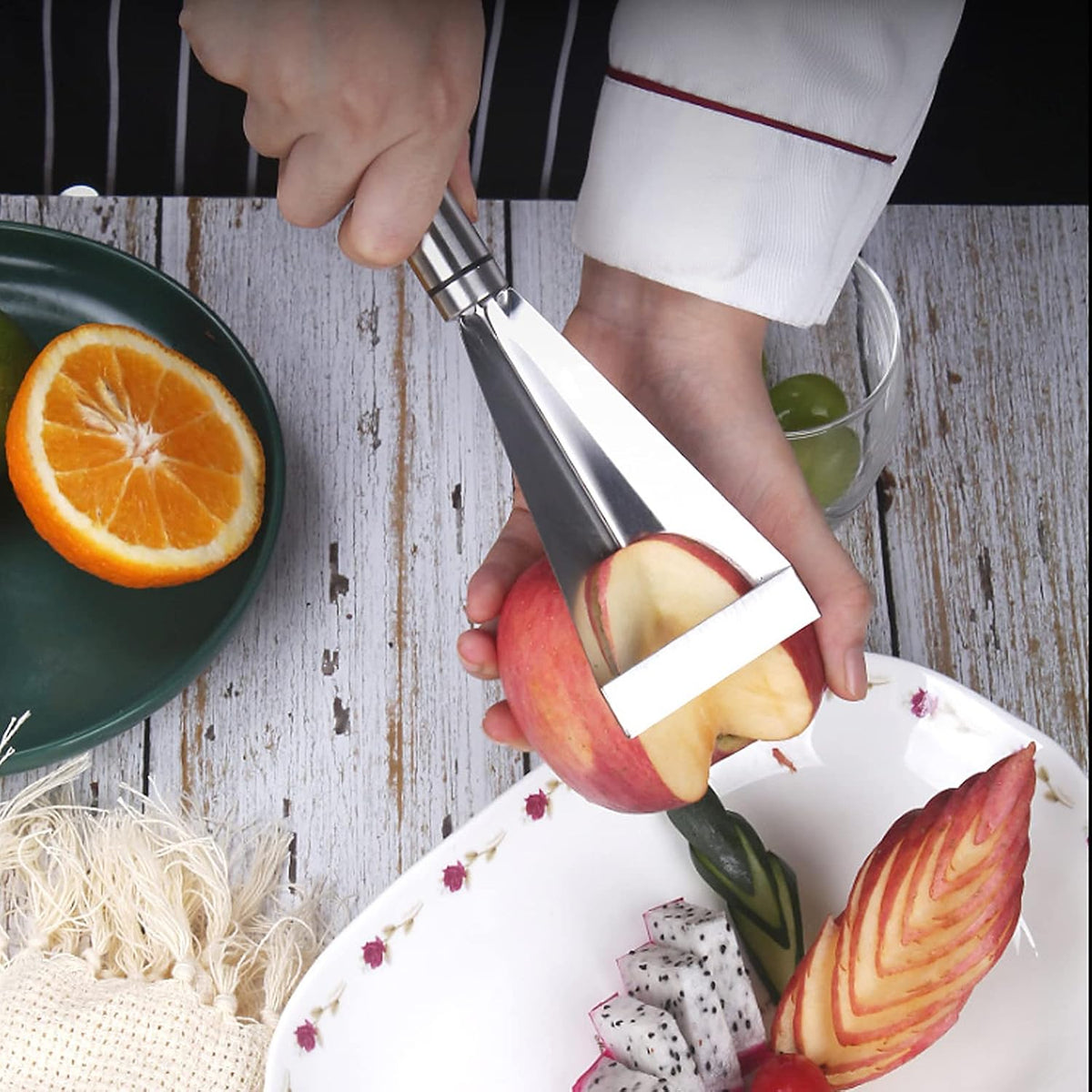 Fruit Carving Tools, Fruit Carving Knife Pack of 3, Stainless Steel Vegetable Carving Tools, Melon Baller Scoop DIY Carving Knives for Home Kitchen