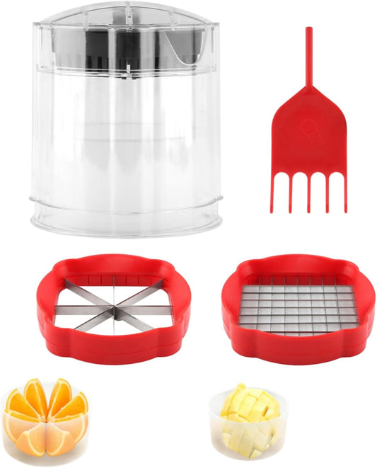 Orange Slicer,Lemon/Lime Slicer,Apple-Slicers,Potato French Fry Cutter,Veggie Chopper,Spam Slicers,Fruit Splitter Onion Cut,Strawberry Slicing Kitchen Gadgets for Fruit Vegetable,w/ 2 Slice