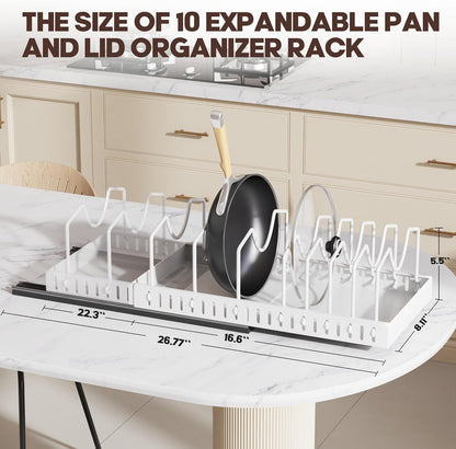 Lozovin Pull Out Pots and Pans Organizer Under Cabinet, Sliding Lid Holder and Pan Rack in Kitchen, Slide Out Inside Cabinet Storage for Pot Lid, Bakeware, Dishes, 8 Adjustable Dividers, 2 Pack Black