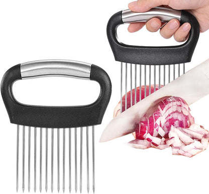 Large Onion Holder for Slicing, 304 Stainless Steel | Large Onion Cutter Vegetable Chopper, Tomato Slicer for Potato, Practical Meat Tenderizer Tool