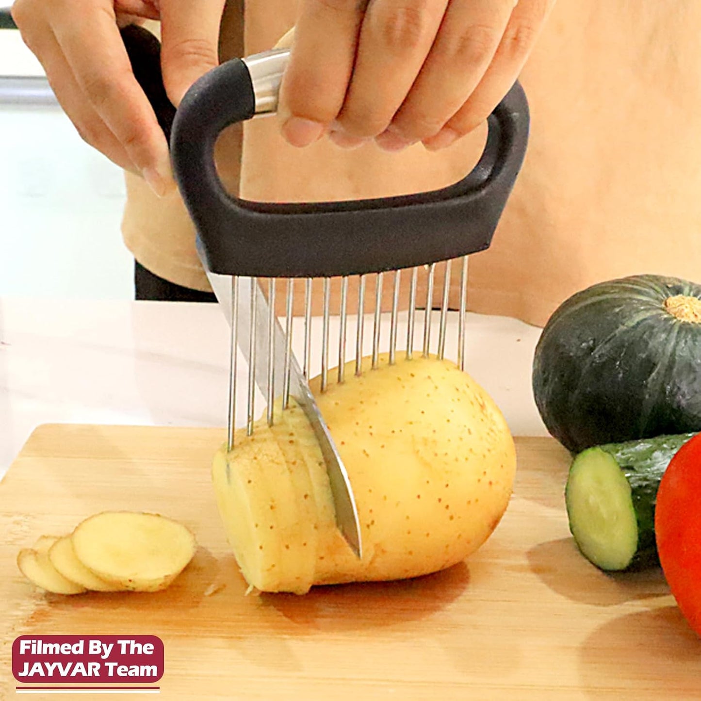 Large Onion Holder for Slicing, 304 Stainless Steel | Large Onion Cutter Vegetable Chopper, Tomato Slicer for Potato, Practical Meat Tenderizer Tool