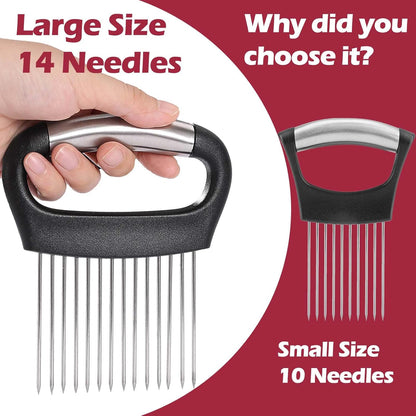 Large Onion Holder for Slicing, 304 Stainless Steel | Large Onion Cutter Vegetable Chopper, Tomato Slicer for Potato, Practical Meat Tenderizer Tool
