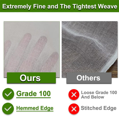 Cheese Cloths, 20x20 Inch, 100% Unbleached Cotton, Grade 100 Reusable Cheese Cloth With Fabric Fine Mesh Cloth, Reusable Muslin Cheesecloth for Straining, Juicing, Cooking, Baking