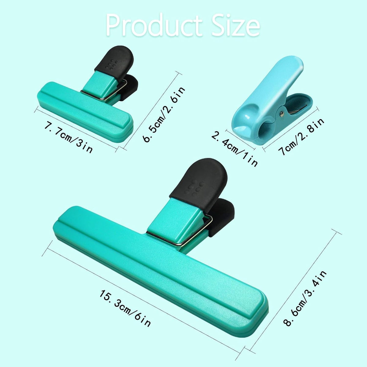 11 Pack Chip Clips Food Bag Clips for Food Packages Chips Storage Bags Heavy Duty Snack Kitchen Potato (3 Large, 6 Small & 2 Round, Bright Style)