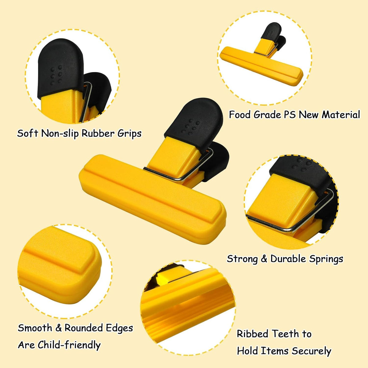 11 Pack Chip Clips Food Bag Clips for Food Packages Chips Storage Bags Heavy Duty Snack Kitchen Potato (3 Large, 6 Small & 2 Round, Bright Style)