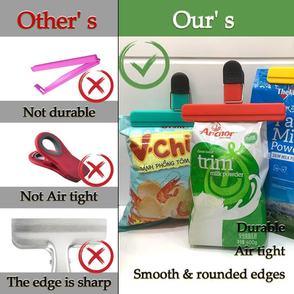 11 Pack Chip Clips Food Bag Clips for Food Packages Chips Storage Bags Heavy Duty Snack Kitchen Potato (3 Large, 6 Small & 2 Round, Bright Style)