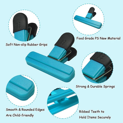 11 Pack Chip Clips Food Bag Clips for Food Packages Chips Storage Bags Heavy Duty Snack Kitchen Potato (3 Large, 6 Small & 2 Round, Bright Style)
