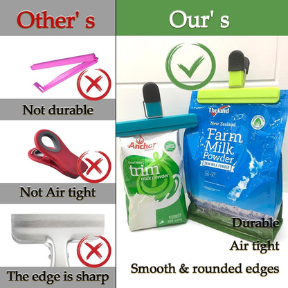 11 Pack Chip Clips Food Bag Clips for Food Packages Chips Storage Bags Heavy Duty Snack Kitchen Potato (3 Large, 6 Small & 2 Round, Bright Style)
