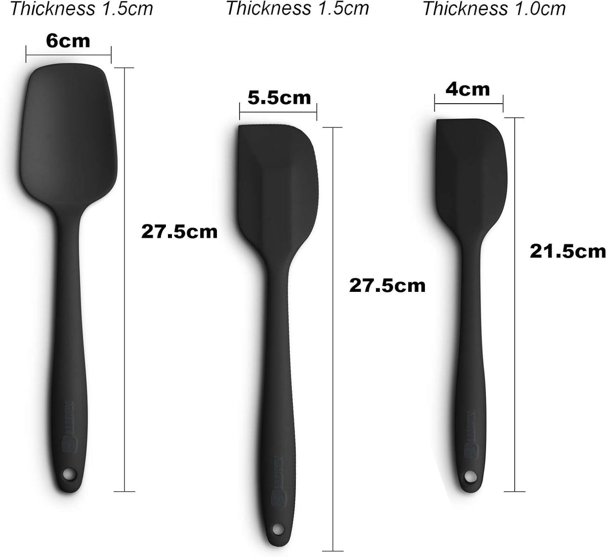 3-Piece Silicone Spatula Set, 600°F Heat Resistant, Black