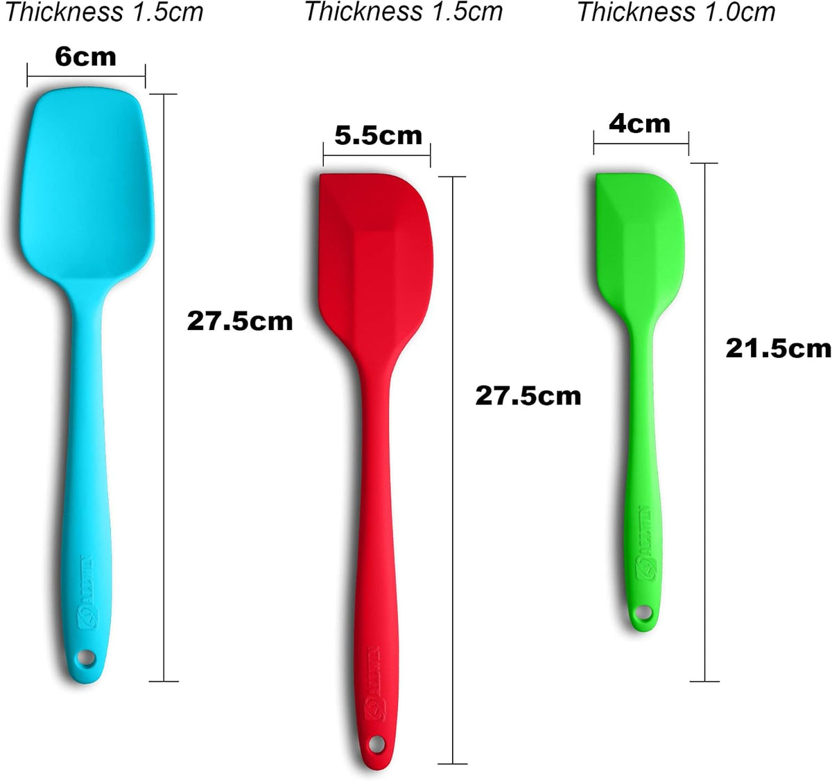 3-Piece Silicone Spatula Set, 600°F Heat Resistant, Black