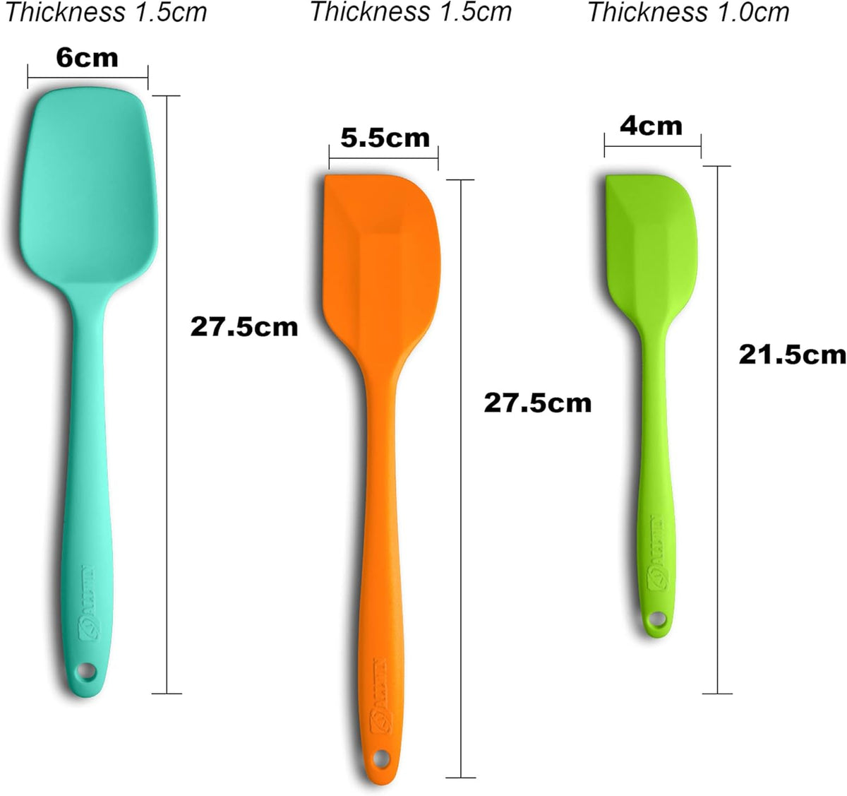 3-Piece Silicone Spatula Set, 600°F Heat Resistant, Black