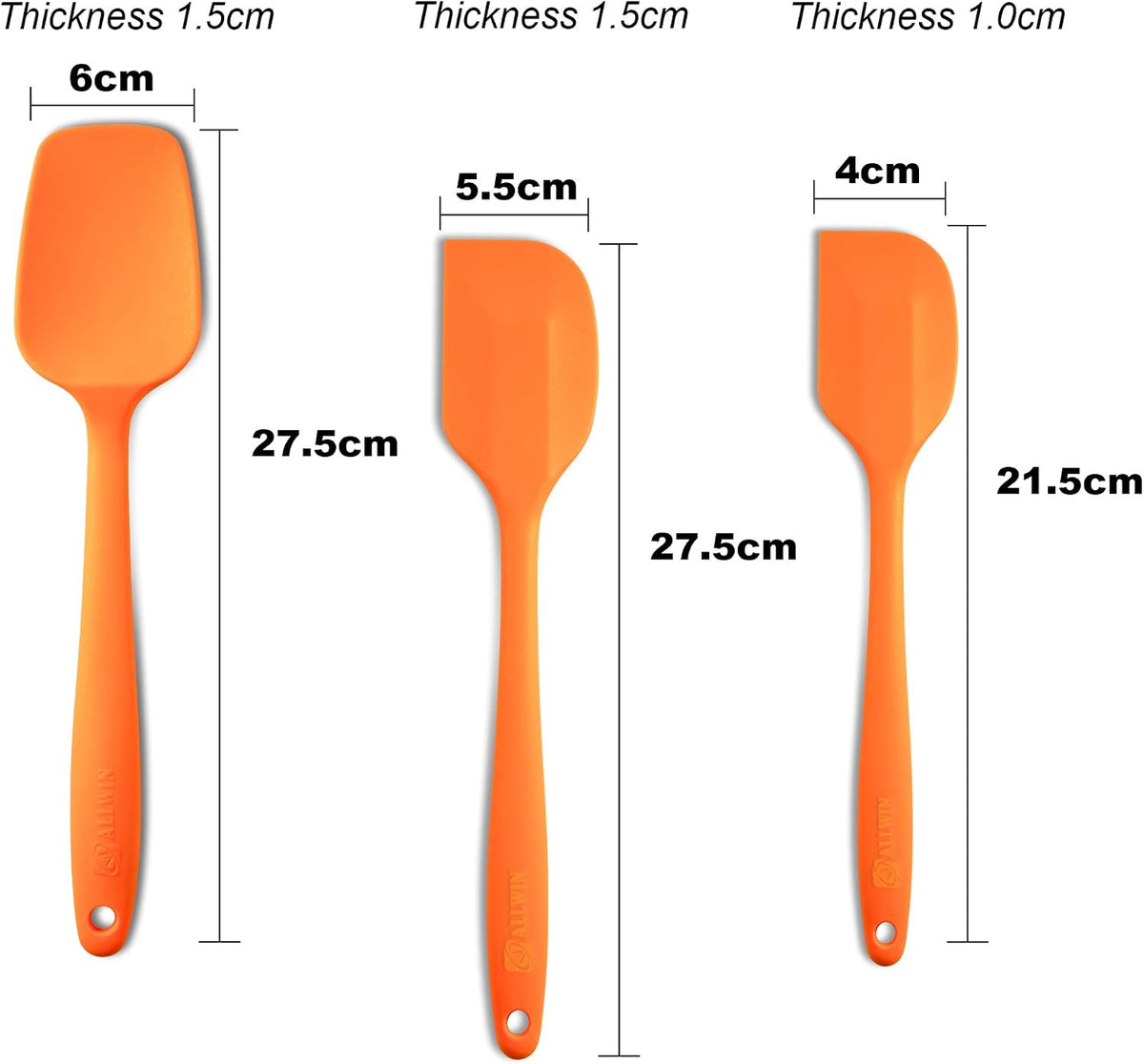 3-Piece Silicone Spatula Set, 600°F Heat Resistant, Black