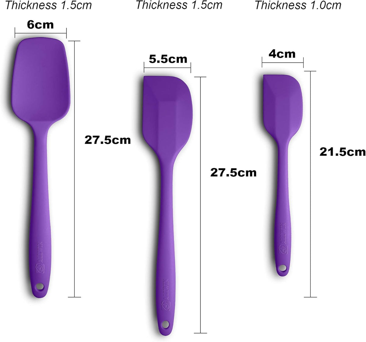 3-Piece Silicone Spatula Set, 600°F Heat Resistant, Black