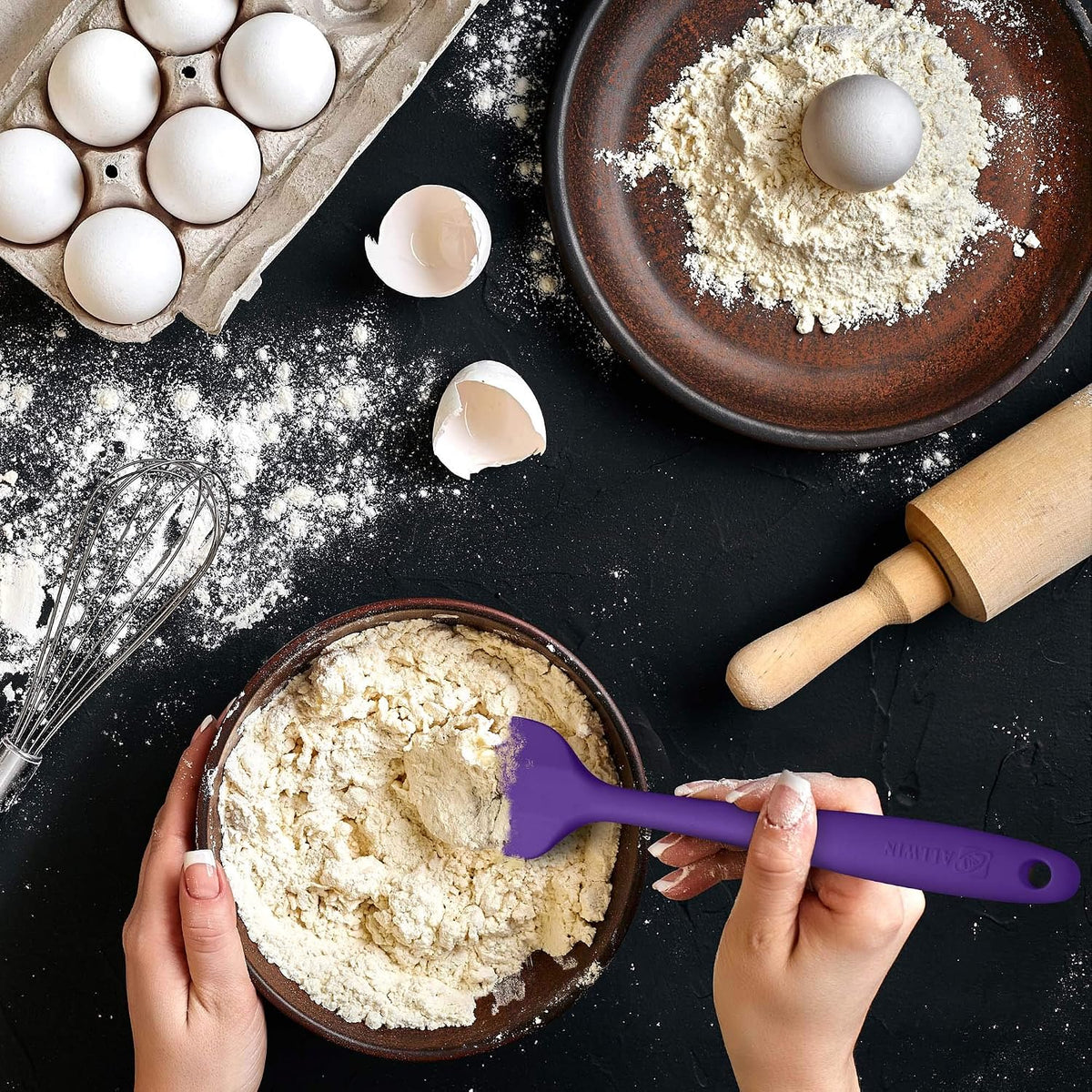 3-Piece Silicone Spatula Set, 600°F Heat Resistant, Black